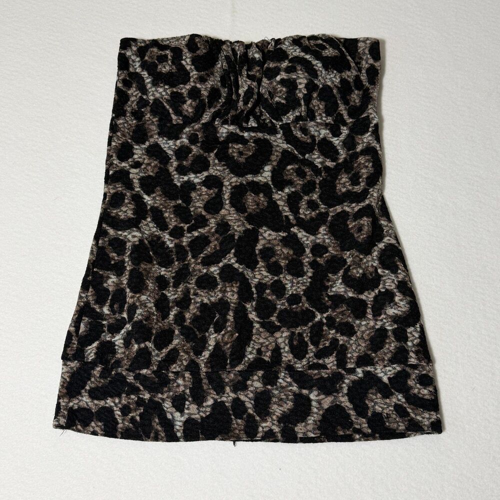 January 7 Y2K Tube Top Small Leopard Print Strapless Stretch Retro Fitted 90's - Picture 3 of 8